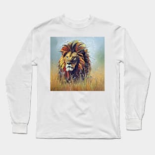 Painting of a big wild lion Long Sleeve T-Shirt